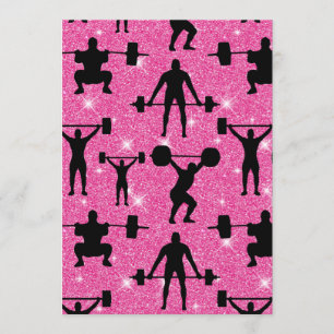 Invitación Gimnasio deportivo Purpurina rosa