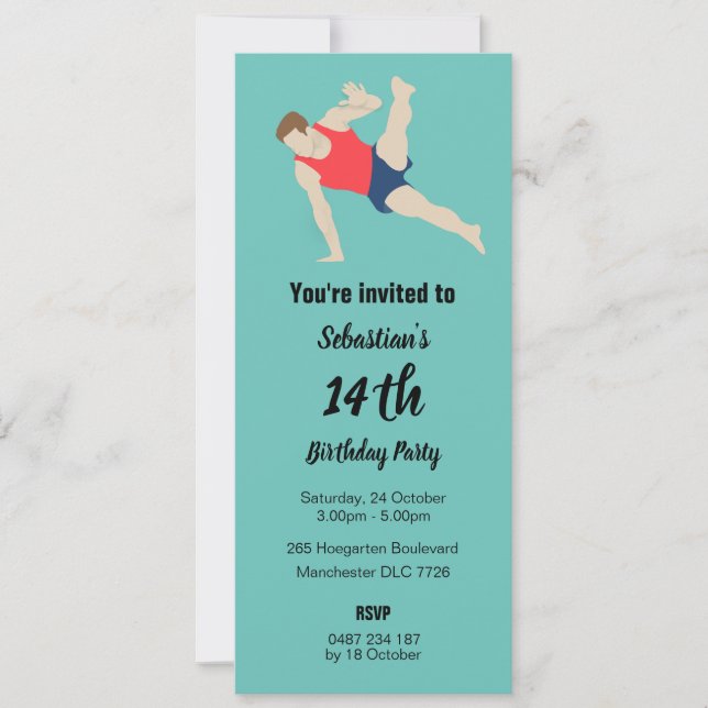 Invitación Gimnasta masculino (Anverso)