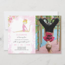 Invitación gimnástica de cumpleaños con foto