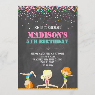 Invitación gimnástica del cumpleaños