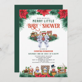 Invitación Ginger Bread Poinsettia Merry Little Baby Shower