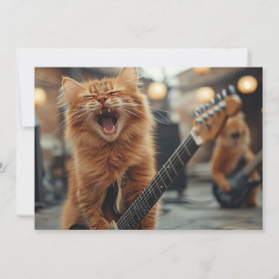 Invitación Ginger de Rock N Roll con Guitarra Gato Rockstar