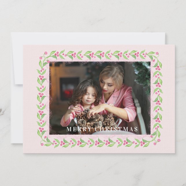 Invitación Ginger Jar y los Navidades Berries Escudo Monogram (Anverso)