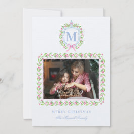 Invitación Ginger Jar y los Navidades Berries Escudo Monogram