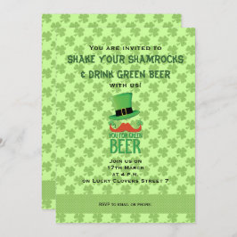 Invitación Ginger Mustache tú trébol de cerveza verde Invitac