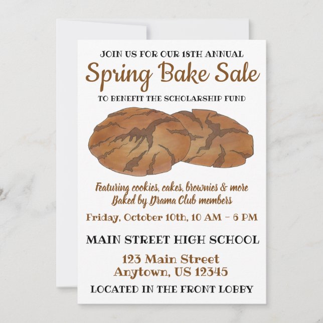 Invitación Ginger Snap Cookie Gingersnap Charity Bake Sale (Anverso)