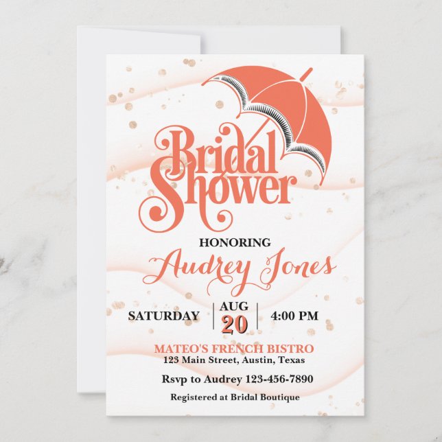 Invitación Ginger Umbrella Bridal Shower Invitation (Anverso)