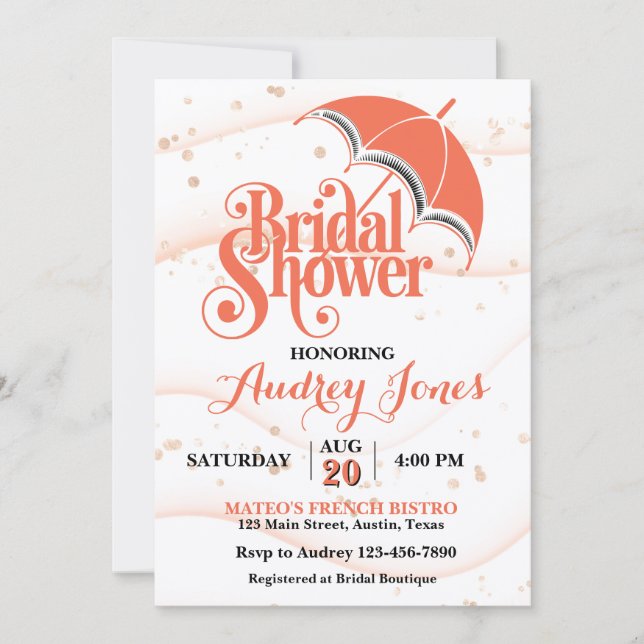 Invitación Ginger Umbrella Bridal Shower Invitation (Anverso)