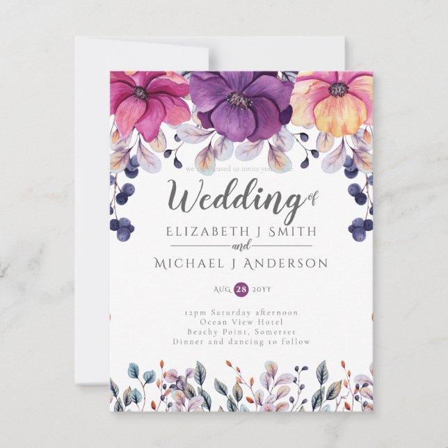 Invitación Ginger Wedding, Naranja rosa de Fuchsia, invita a  (Anverso)