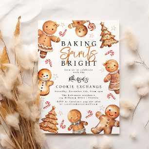 Invitación Gingerbread Baking Spirits Bright Navidad