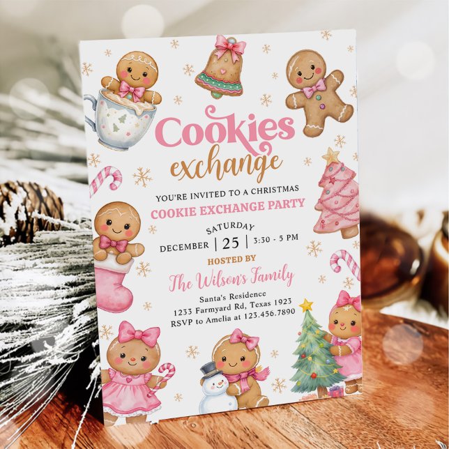 Invitación Gingerbread Christmas Cookie Exchange Party (Subido por el creador)