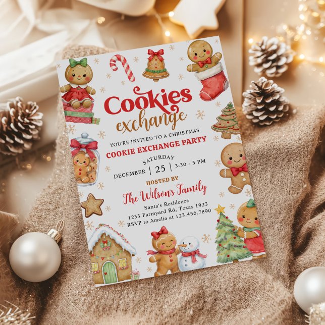 Invitación Gingerbread Christmas Cookie Exchange Party (Subido por el creador)