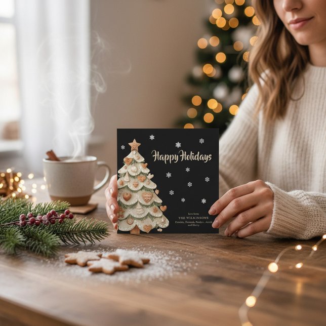 Invitación Gingerbread Christmas Tree Snowflake Holiday Card (Subido por el creador)