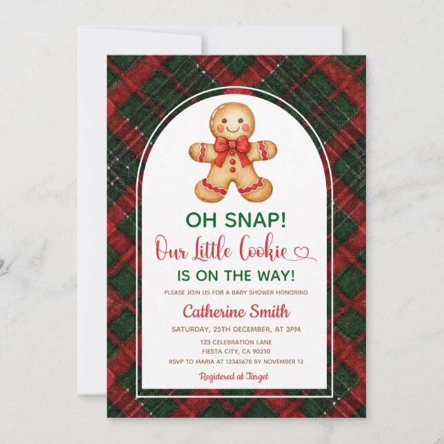 Invitación  Gingerbread Classic Christmas Baby Shower  (Anverso)