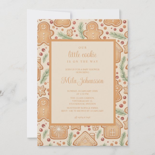 Invitación Gingerbread Cookie Christmas Winter Baby Shower (Anverso)