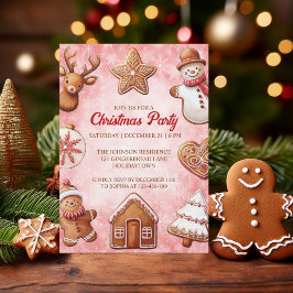 Invitación Gingerbread Cookies Fiesta de Navidades de fondo r