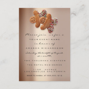 Invitación Gingerbread Drips Rosa Dorado Nochebuena