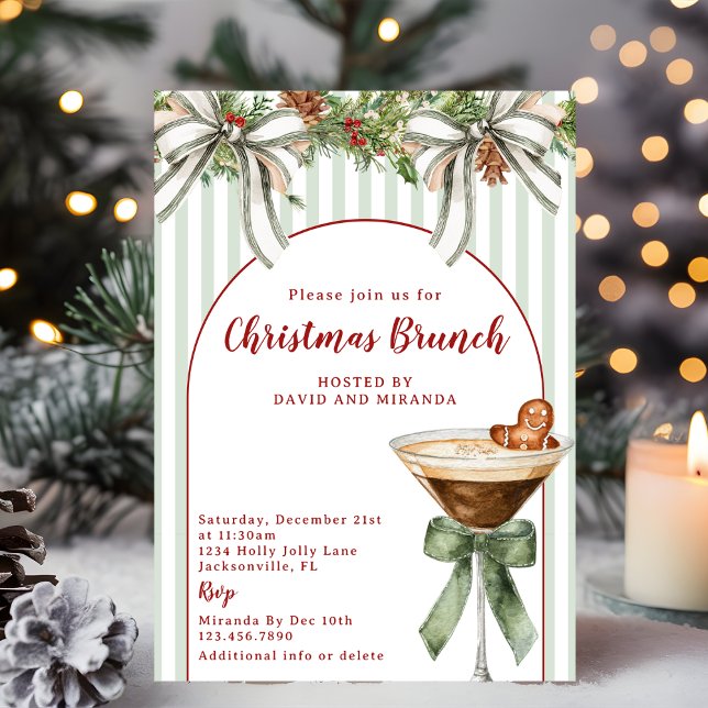 Invitación Gingerbread Espresso Martini Sage Christmas Brunch (Subido por el creador)