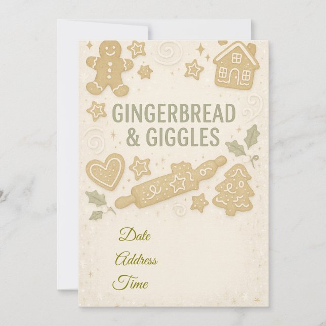 Invitación Gingerbread & Giggles Winter Invitation |Whimsical (Anverso)