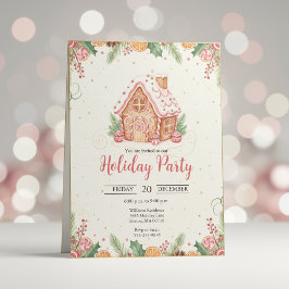 Invitación Gingerbread House Christmas Party Invitation