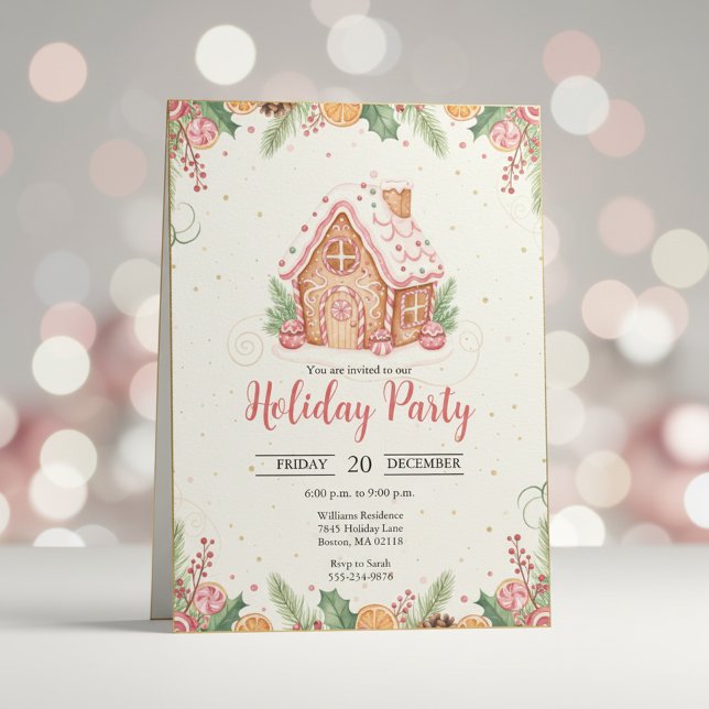 Invitación Gingerbread House Christmas Party Invitation (Subido por el creador)