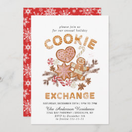 Invitación Gingerbread House Cookie Exchange Navidades Fiesta
