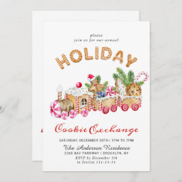 Invitación Gingerbread House Cookie Exchange Navidades Fiesta