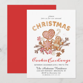 Invitación Gingerbread House Cookie Exchange Navidades Fiesta
