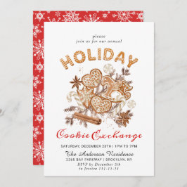 Invitación Gingerbread House Cookie Exchange Navidades Fiesta