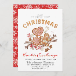 Invitación Gingerbread House Cookie Exchange Navidades Fiesta