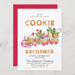 Invitación Gingerbread House Cookie Exchange Navidades Fiesta