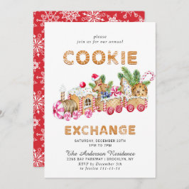 Invitación Gingerbread House Cookie Exchange Navidades Fiesta