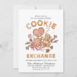 Invitación Gingerbread House Cookie Exchange Navidades Fiesta