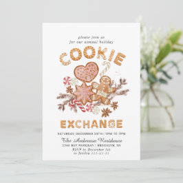 Invitación Gingerbread House Cookie Exchange Navidades Fiesta