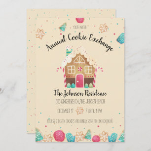 Invitación Gingerbread House Cute Holiday Cookie Exchange
