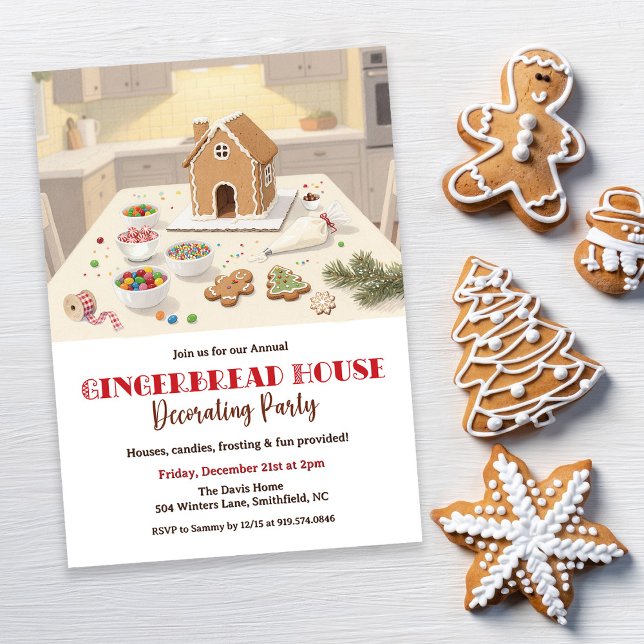 Invitación Gingerbread House Decorating Party (Subido por el creador)