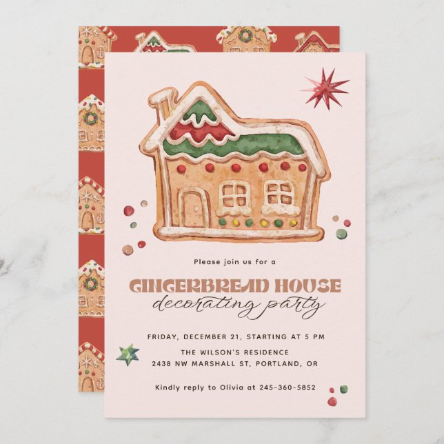 Invitación Gingerbread House Decorating Party Christmas (Anverso / Reverso)