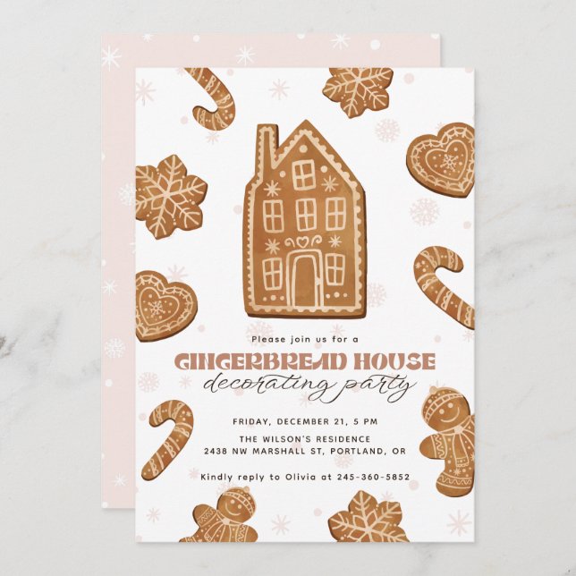 Invitación Gingerbread House Decorating Party Christmas (Anverso / Reverso)