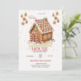 Invitación Gingerbread House Decorating Party Invitation 