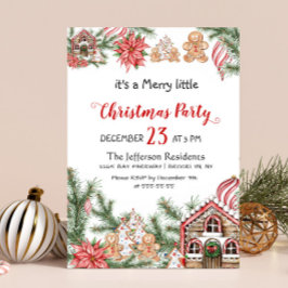 Invitación Gingerbread House Man Merry Little Navidades Fiest