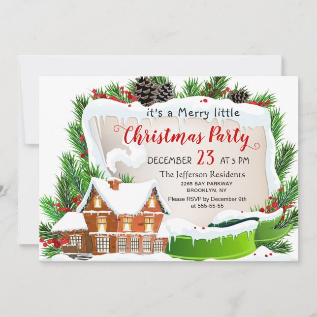Invitación Gingerbread House Man Merry Little Navidades Fiest (Anverso)