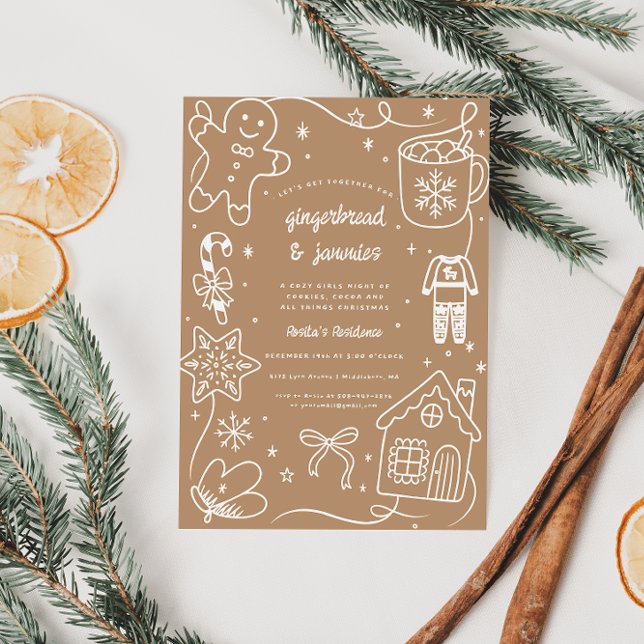Invitación Gingerbread & Jammies | Cozy Christmas Girls Night (Subido por el creador)