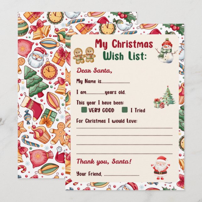 Invitación Gingerbread Man Christmas Letter to Santa  (Anverso / Reverso)