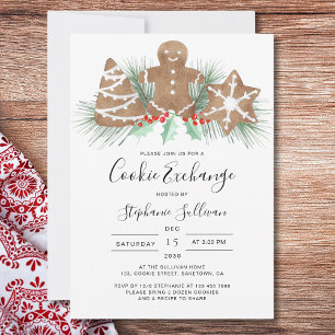 Invitación Gingerbread Man Navidades Cookie Exchange Fiesta