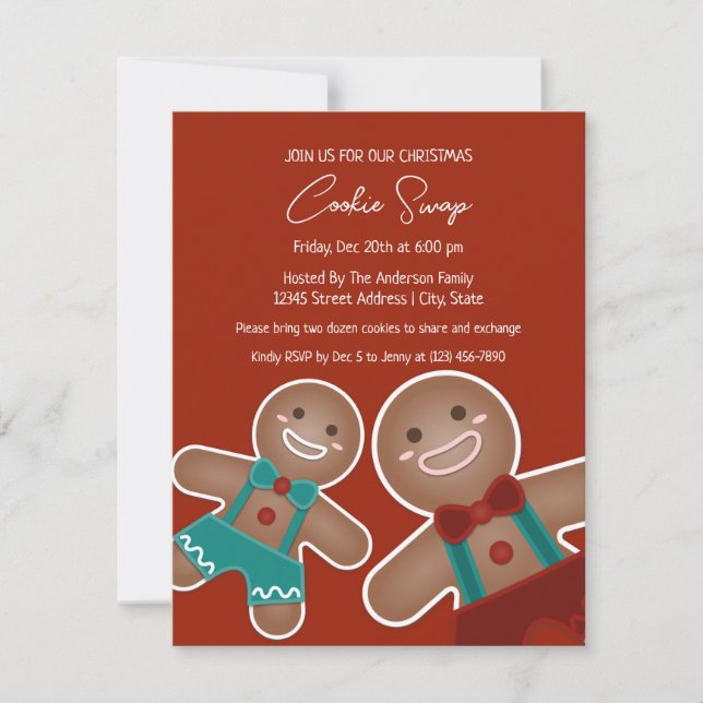 Invitación Gingerbread Men Cookies Intercambio Navidades Fies (Anverso)