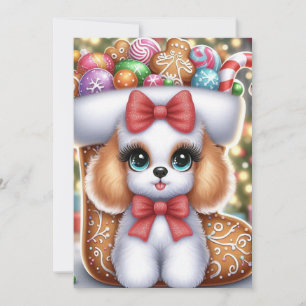Invitación Gingerbread Snuggles: Un Delicioso Poodle de Navid