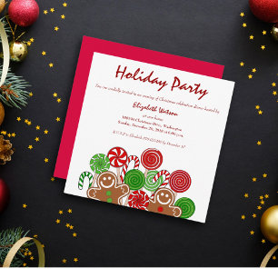 Invitación Gingermoles de moda para Navidades rojos