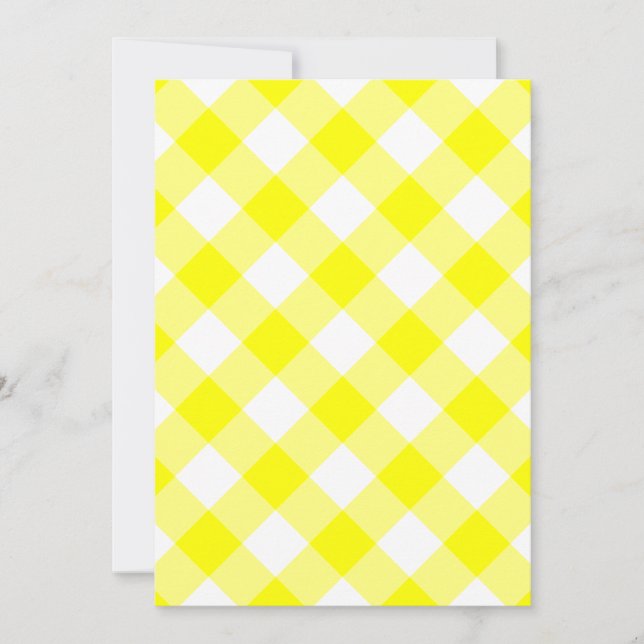 Invitación Gingham amarillo y blanco (Anverso)