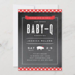 Invitación Gingham Baby BBQ Baby Shower