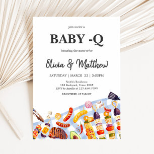 Invitación Gingham Baby BBQ Baby Shower